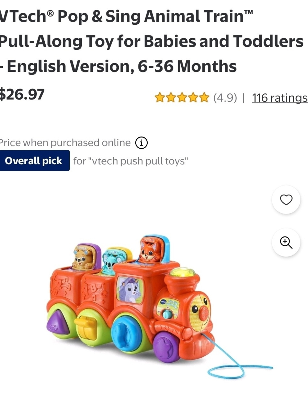 Vtech Pop & Sing Animal Train